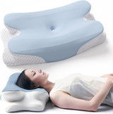 RUMMY Ergonomisk Memory Foam Nakkestøttepude med aftageligt vaskbart betræk til side- og mavesveller (grå) Cervikale ortopædiske puder Naty Shop Blue