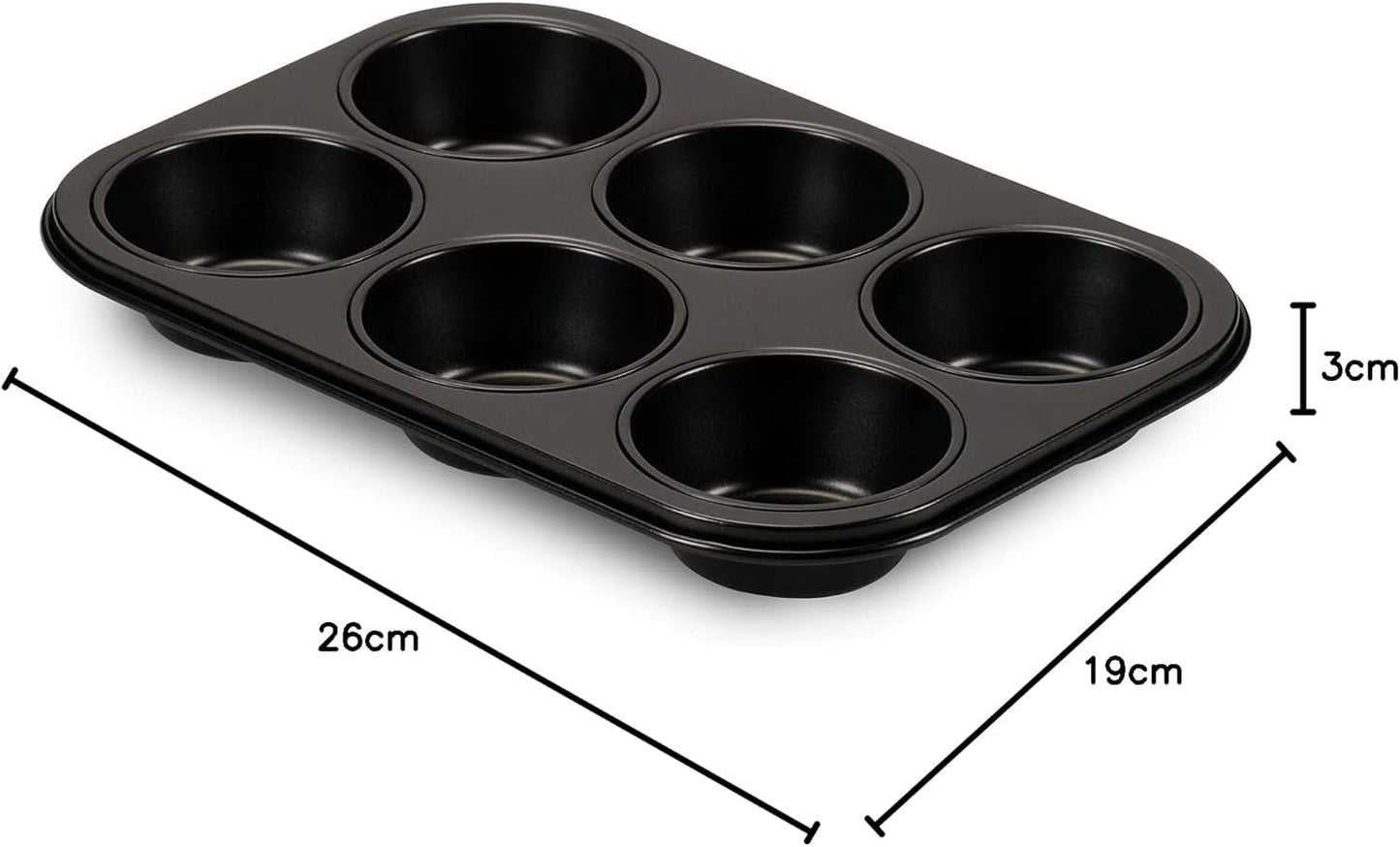 , Form 6 muffins 18,5x27cm, sorte Forme og bakker til bagning Naty Shop