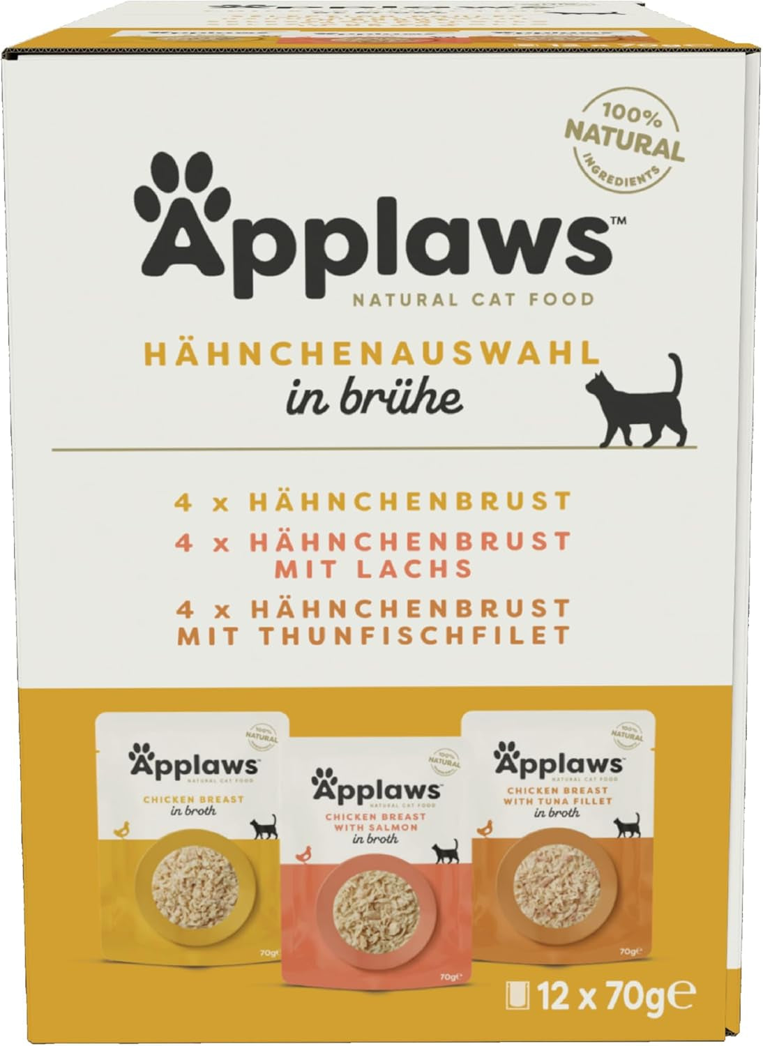Applaws Natural Wet Cat Food Poser Multi Pack Kyllingebouillon udvalg - 12 poser x 70 g