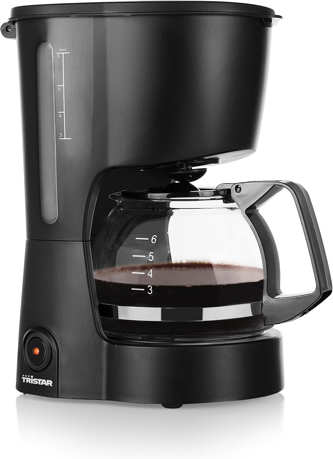 Tristar kaffemaskine, kapacitet 6 kopper, 600W, holde varm funktion, automatisk stop, permanent filter, anti-dryp system, kompakt og bærbar, nem at rengøre, CM-1246