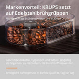 KRUPS Arabica Picto automatisk espressomaskine, kompakt design, nem at bruge, intuitiv justerbar drejekontrol, mælkeskummer, 2-kops funktion, espressomaskine, sort, EA810870