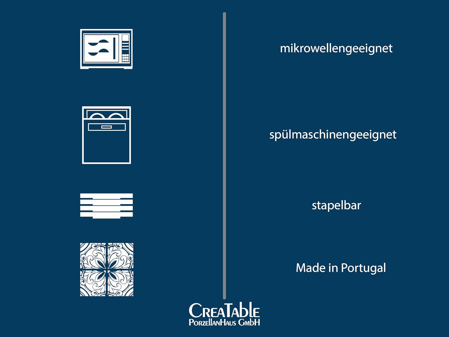 CreaTable, 20537, Vesuvio Black Series, 16 dele stel, porcelænskombinationsservice, tåler opvaskemaskine og mikroovn, fremstillet i Portugal