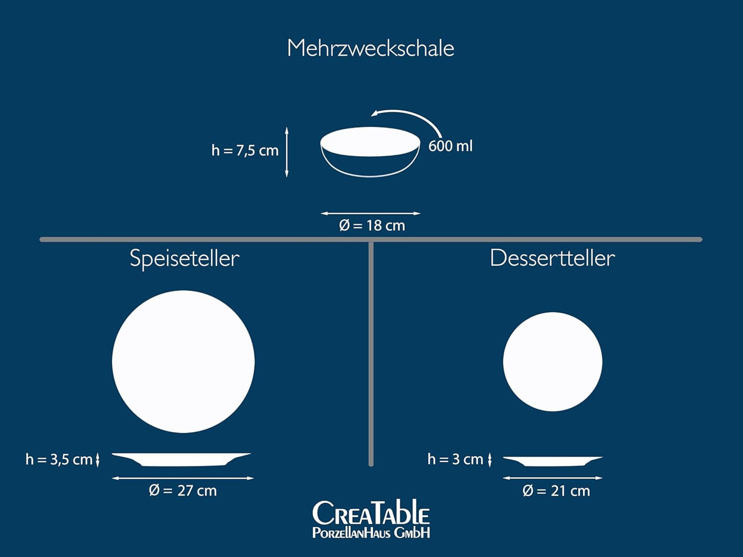 CreaTable, 24464, Malmø Beige-serien, 18-delt porcelænssæt til 6, tallerkensæt af stentøj, Tåler opvaskemaskine og mikroovn, Kvalitetsfremstilling
