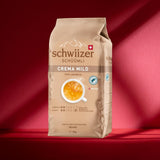 Schwiizer Schüümli Crema Mild, 100% Arabica kaffebønner fine, harmoniske og milde, ideel til automatiske espressomaskiner, styrke 2/5, let ristning, Rainforest Alliance, 1 kg