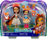 Enchantimals HCF81 - Felicity Fox og hendes lillesøster (ca. 15cm og ca. 10cm) og 2 dyrefigurer, aftagelig nederdel og tilbehør, fantastisk gave til børn fra 3 år og opefter