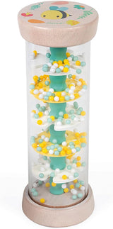 Janod - Wooden Rainmaker - Pure Collection - Legetøj til babyer og småbørn - Udvikling af finmotorik Visuel og akustisk stimulering - Vandbaseret farve - Fra 6 måneder, J05193 Baby Toys Naty Shop