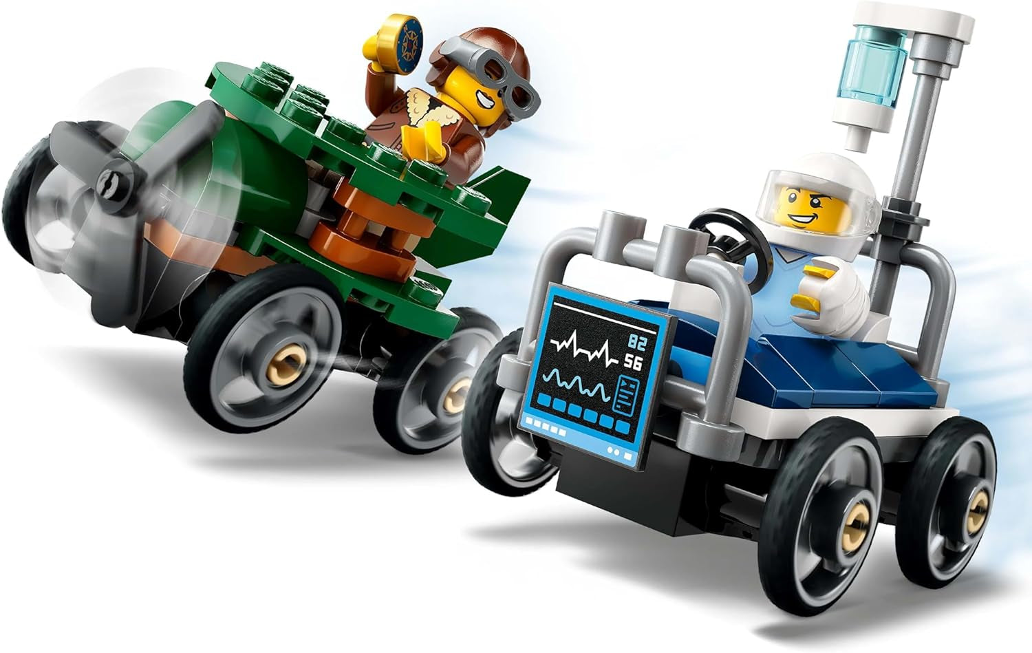 LEGO City Airplane vs. Hospitalsseng Racerbilsæt - Sæbekasselegetøj til drenge og piger fra 5 år - Byggesæt med 2 minifigurer - Fødselsdags- og feriegave 60459 Byggesæt Besuche den LEGO-Store