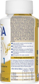BEBA Nestlé BEBA SUPREME 1 Modermælkserstatning: Drikkeklare flasker med Omega 3, 1 pakke (1 x 200 ml)