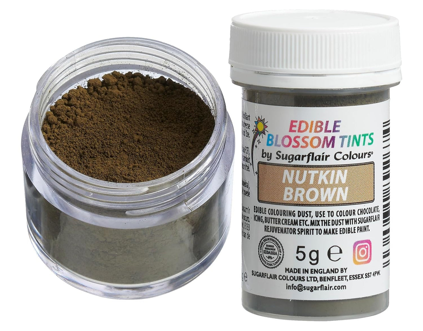 Sugarflair Blossom Tint Dust Nutkin Brown - Madfarvepulver til kagepynt, fondant, glasur, chokolade, smørcreme, macarons og mere - 5g