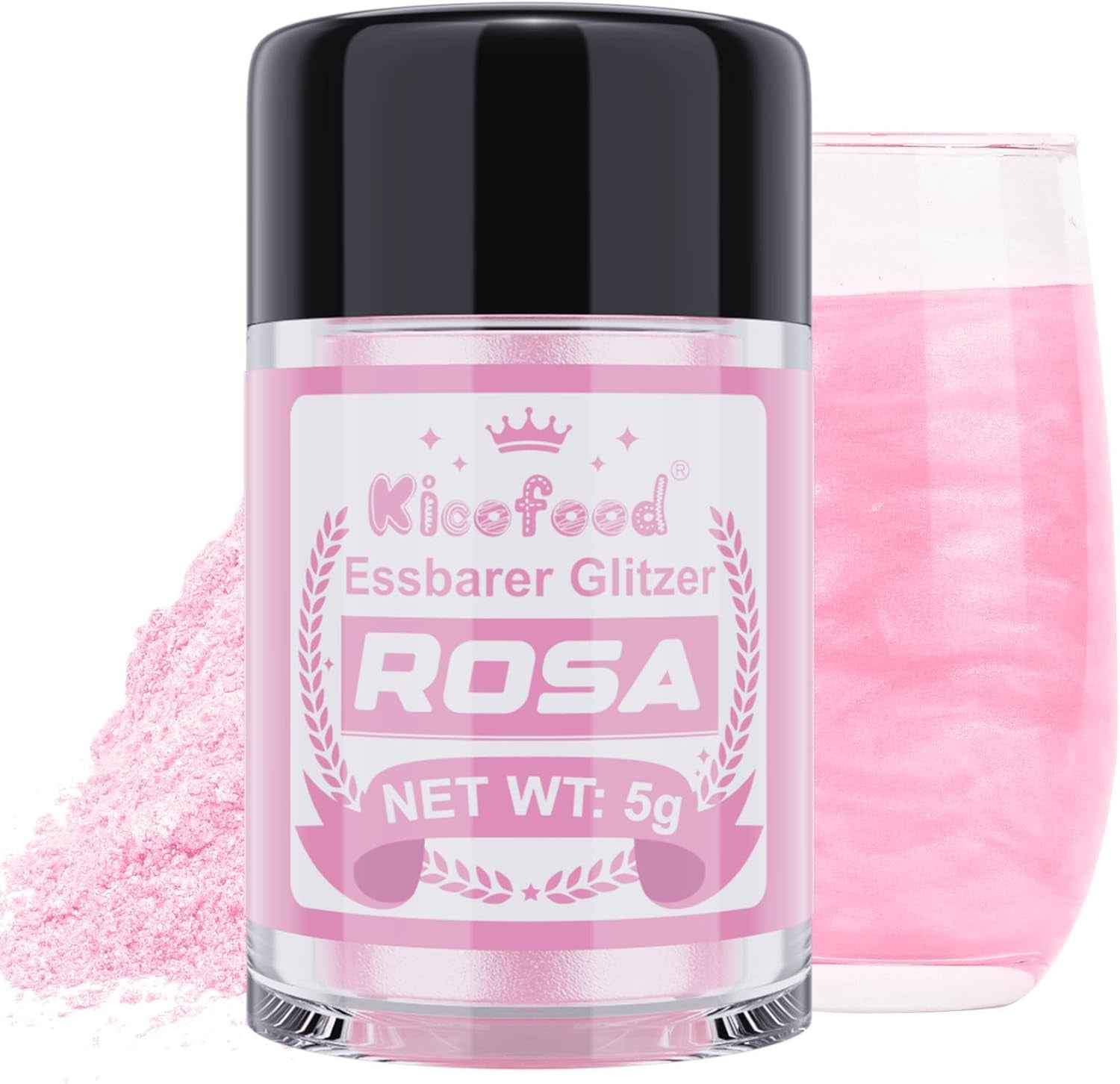 Kicofood, spiseligt glitter, 5 gram, forskellige farver Glitter Naty Shop Pink