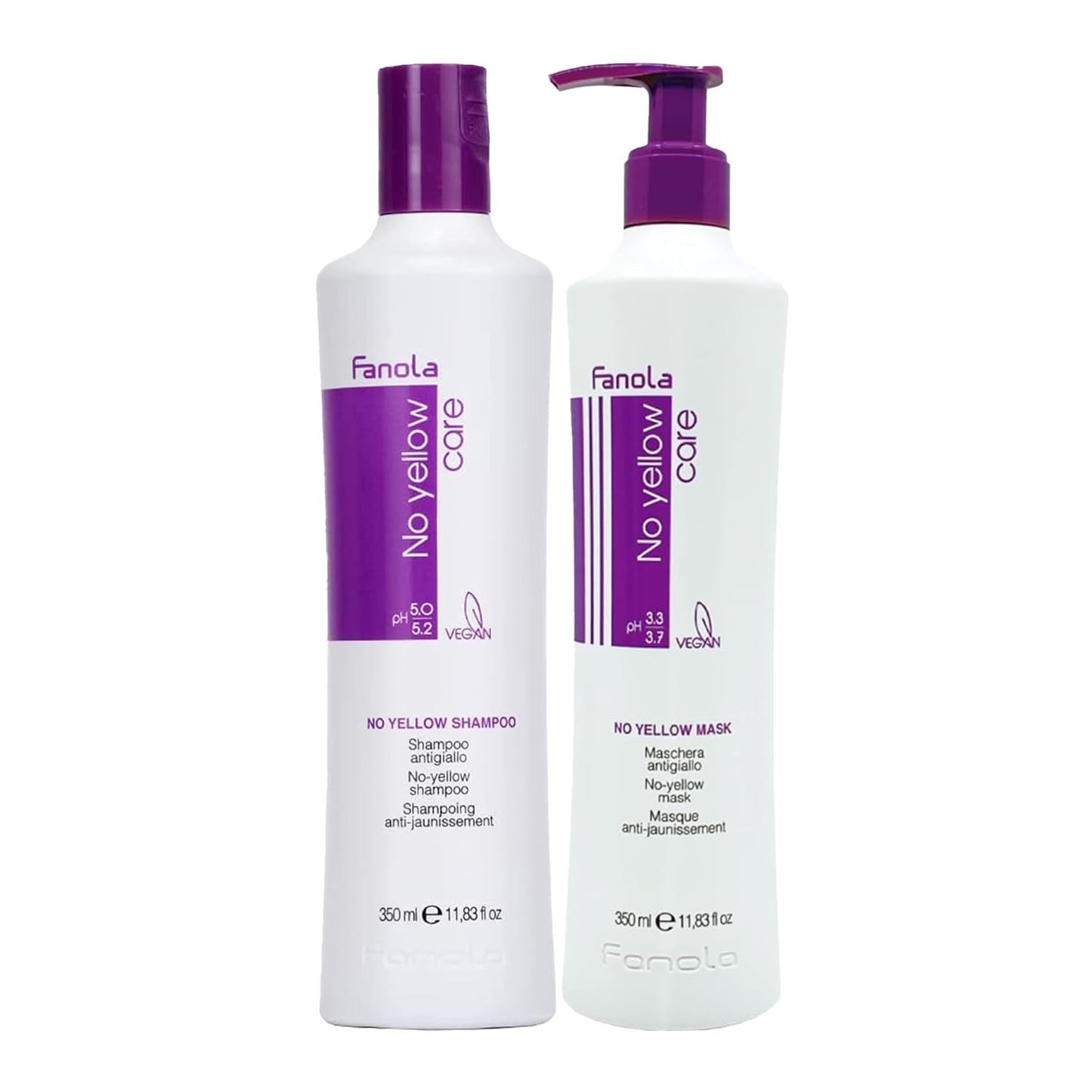 Fanola No Yellow Silver Shampoo mod farvet hår med pletter Fanola Brusebad og bad 350 ml Pakke med Fanola No Yellow Mask