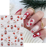 JMEOWIO 3D Nagelsticker Weihnachten Nail Art Sticker Selbstklebend Nagelaufkleber 5D Stereoskopisk Schneeflocke Xmas Winterurlaub Niedlich Dekoration Nageldesign Zubehör 4 Blatt