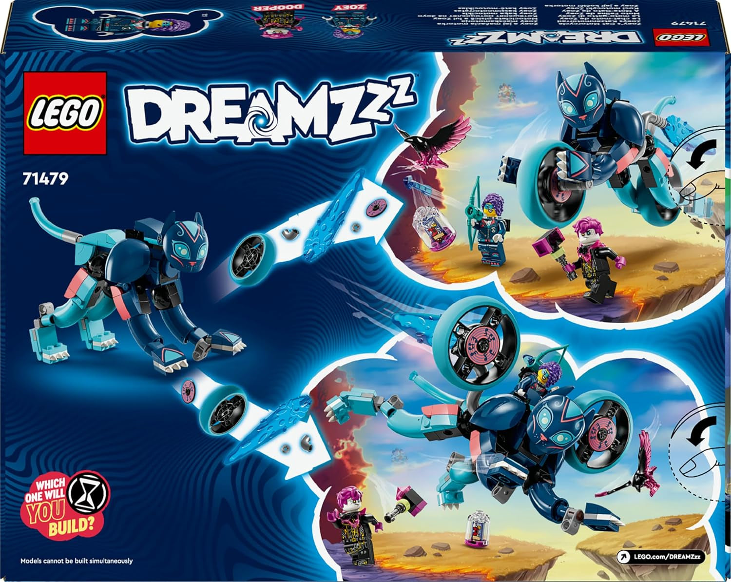 LEGO Dreamzzz Zoey's Cat Motorcykel 2 i 1 gave til 7+ år Dyremodel Byggeklods Legetøj Motorcykel Fantasy Legesæt til drenge og piger 71479 Byggesæt Beuche den LEGO-Store