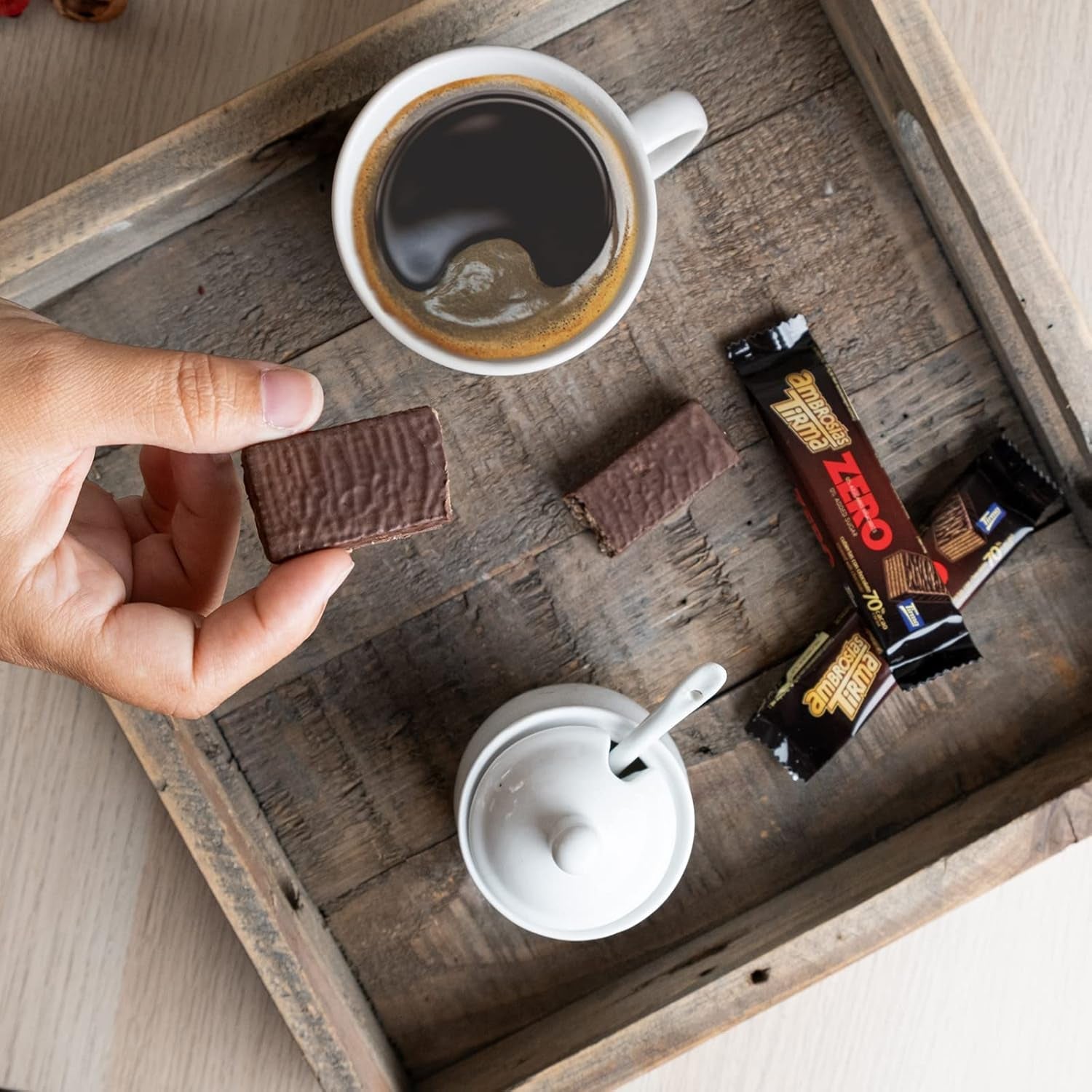 Vafler med mørk chokolade Tirma 70% kakao | Uden tilsat sukker | Velegnet til keto-diæter | Lav kulhydrat | Til diabetikere Chokoladewafers Multi Pack | 3 stk | 64,5 g
