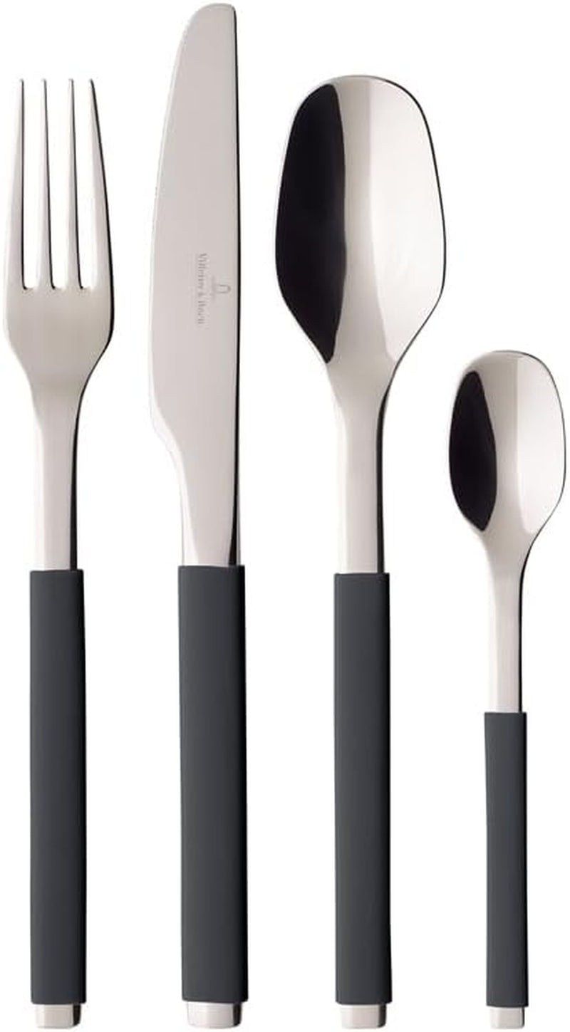 Villeroy And Boch S+ Cozy Grey Service til op til 6 personer, 24 stykker, rustfrit stål, håndtag beklædt med grå silikone Kitchen Naty Shop