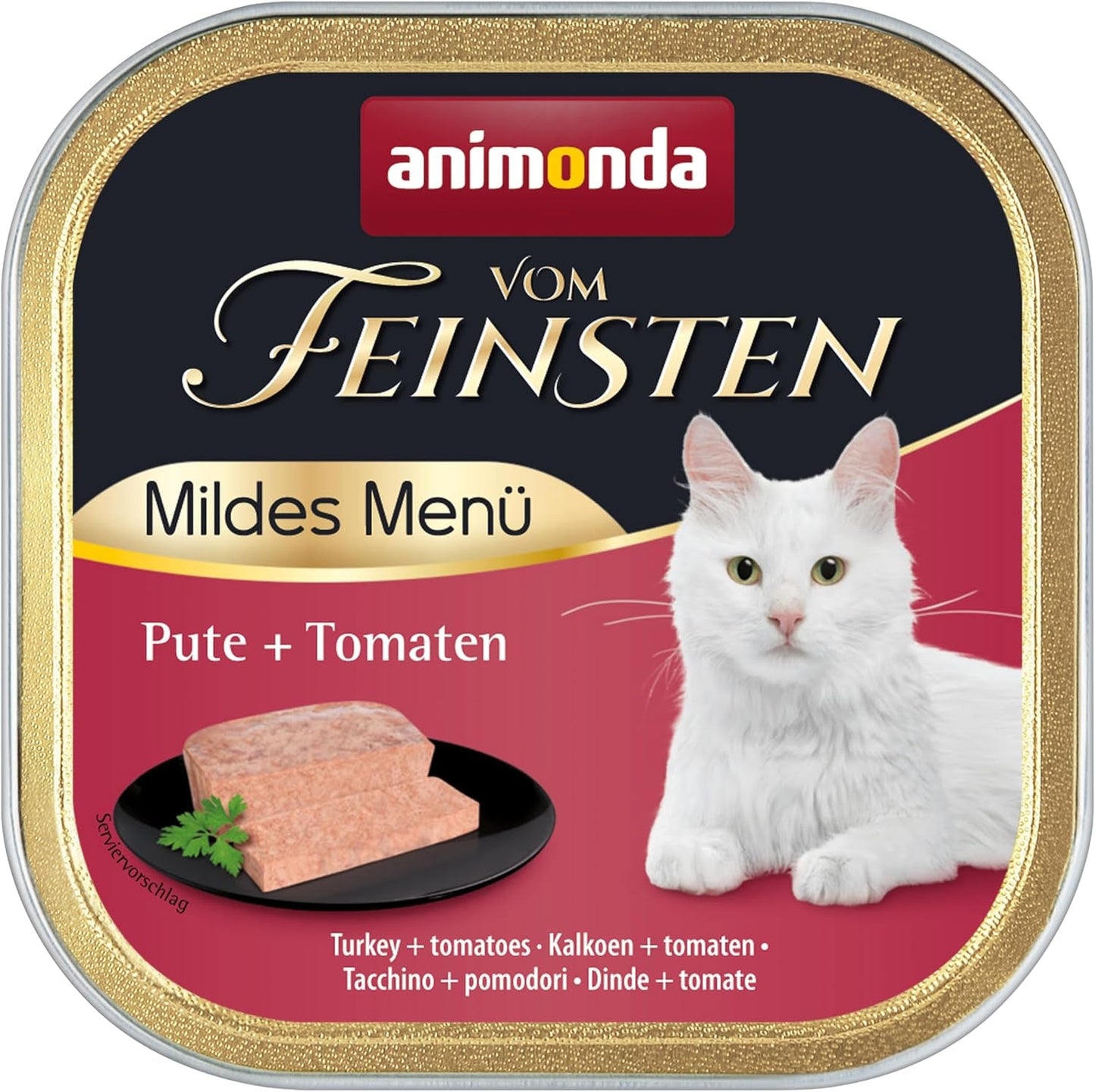 animonda vom Feinsten Mild Menu Mild Variety (32 x 100 g), kornfri, sukkerfri våd kattefoder, letfordøjeligt foder med kalkunkød