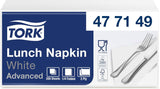 Tork blød frokostserviet hvid, 1/8 fold, 3 lag, 33 cm × 33 cm, 150 servietter, 477416