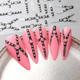 2 STK 5D præget Gothic Punk Nagelsticker, Nagel Sticker Selbstklebend Kreuz Og X-Form Halloween Nagelaufkleber, Nageldesign Tilbehør til Damen Nail Art