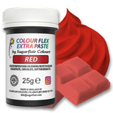 Sugarflair Colourflex Extra Paste madfarve, rød - Spiselig madfarve til smørcreme, chokolade, sukkerpasta, glasur, fondant, kageblandinger, dej og mere - 25g