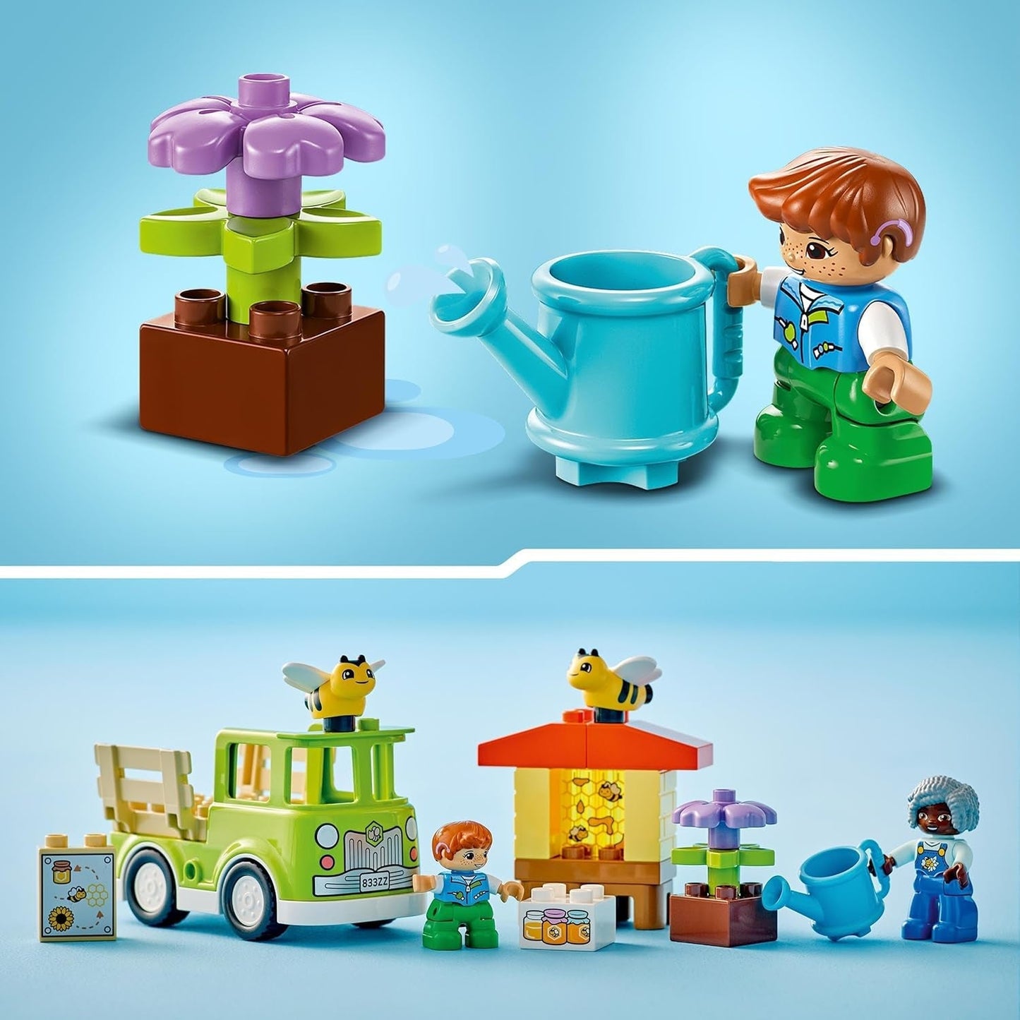 LEGO DUPLO Bybiavl og bistader, pædagogisk legetøj til småbørn med 2 figurer og en mobil lastbil, bygge- og ombygningssæt, legetøj til småbørn fra 2 år 10419 Byggesæt Besuche den LEGO-Store