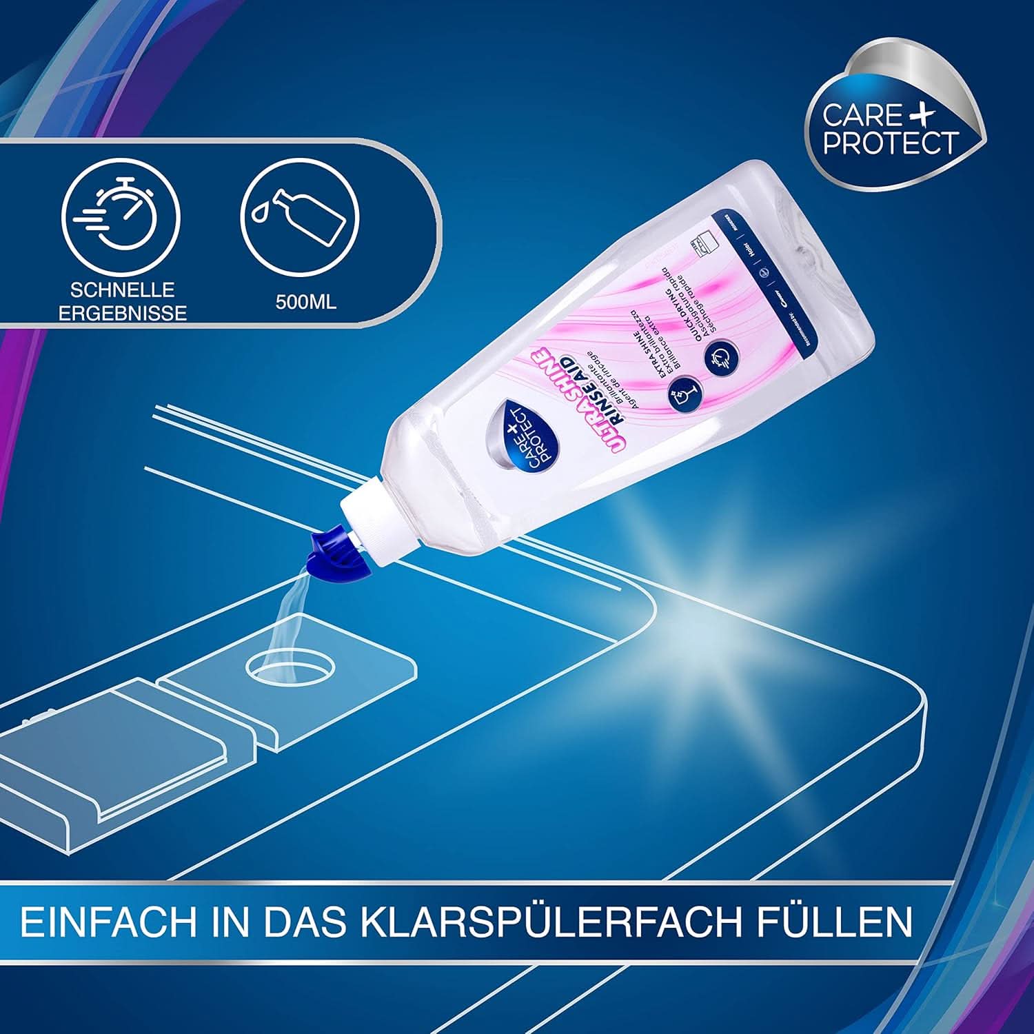 CARE + PROTECT- Extra Shine Universal afspændingsmiddel til opvaskemaskiner / Til alle opvaskemaskiner / Hurtigtørrende / 500 ml Køkkenopvaskemidler Naty Shop