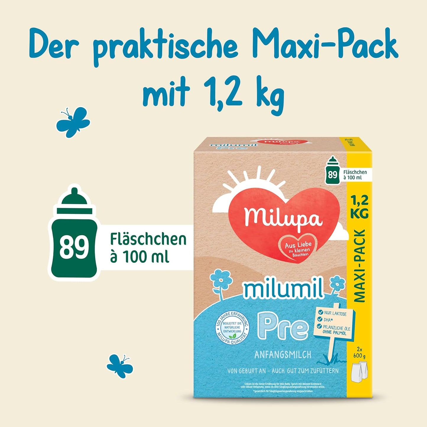 Milupa Milumil Pre, mælkepulver til babyer - Med vigtige næringsstoffer og uden palmeolie - 800 g Naty Shop