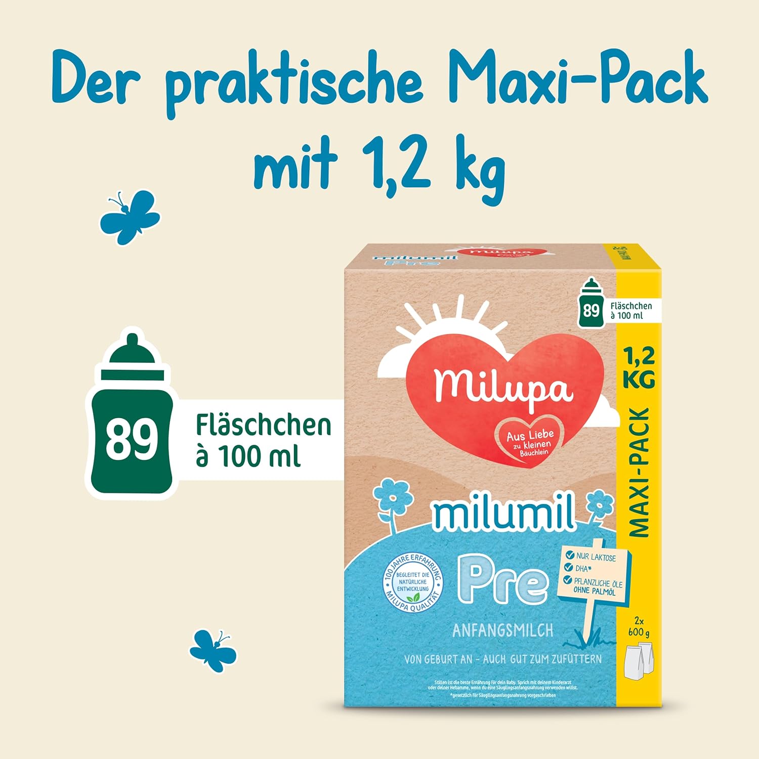 Milupa Milumil Pre, mælkepulver til babyer - Med vigtige næringsstoffer og uden palmeolie - 800 g Naty Shop