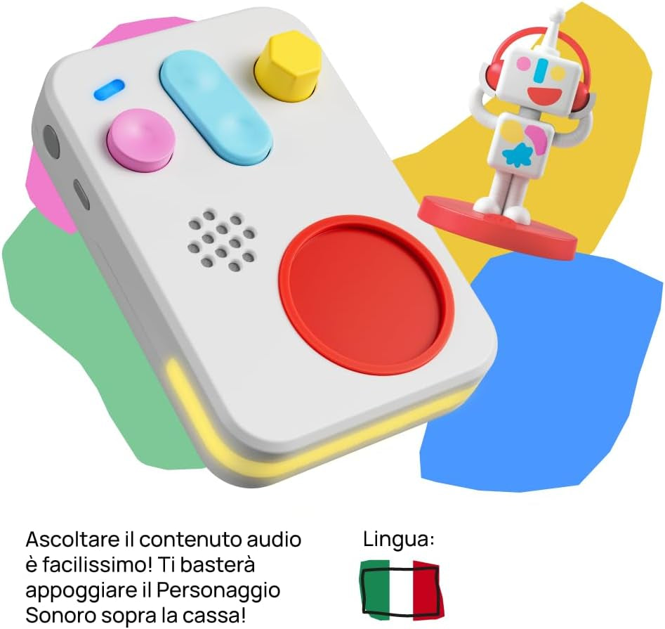 + Interaktiv historiefortæller for børn med lydindhold fra 0 til 10 år, lydboks med lydfigur -Mig, natlys, søvnrutine, musikalsk læringsspil, italiensk version Jucarii Bebe Naty Shop