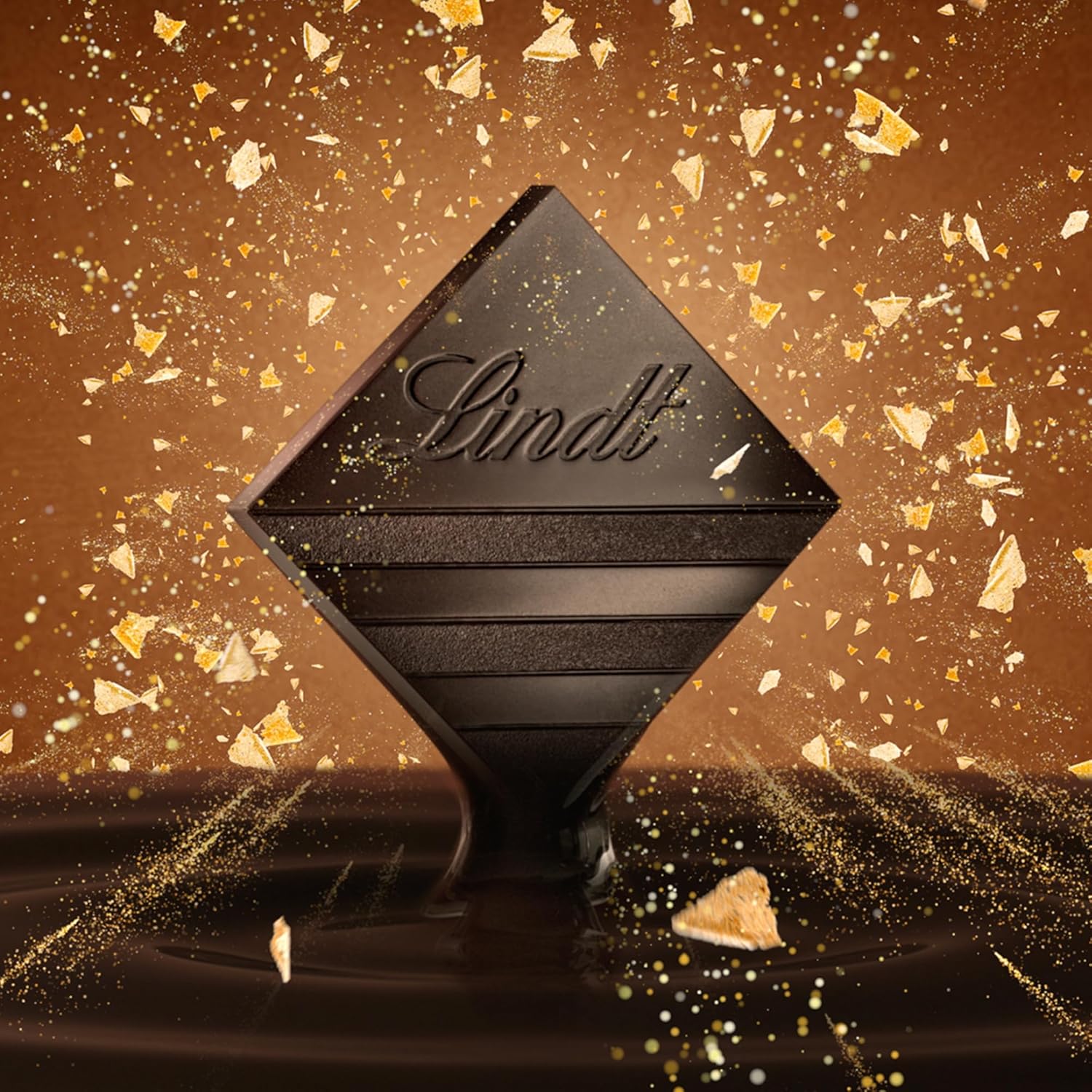 Lindt EXCELLENCE dejstykker med pailletter og karamel - fin mørk chokolade med intens kakaosmag