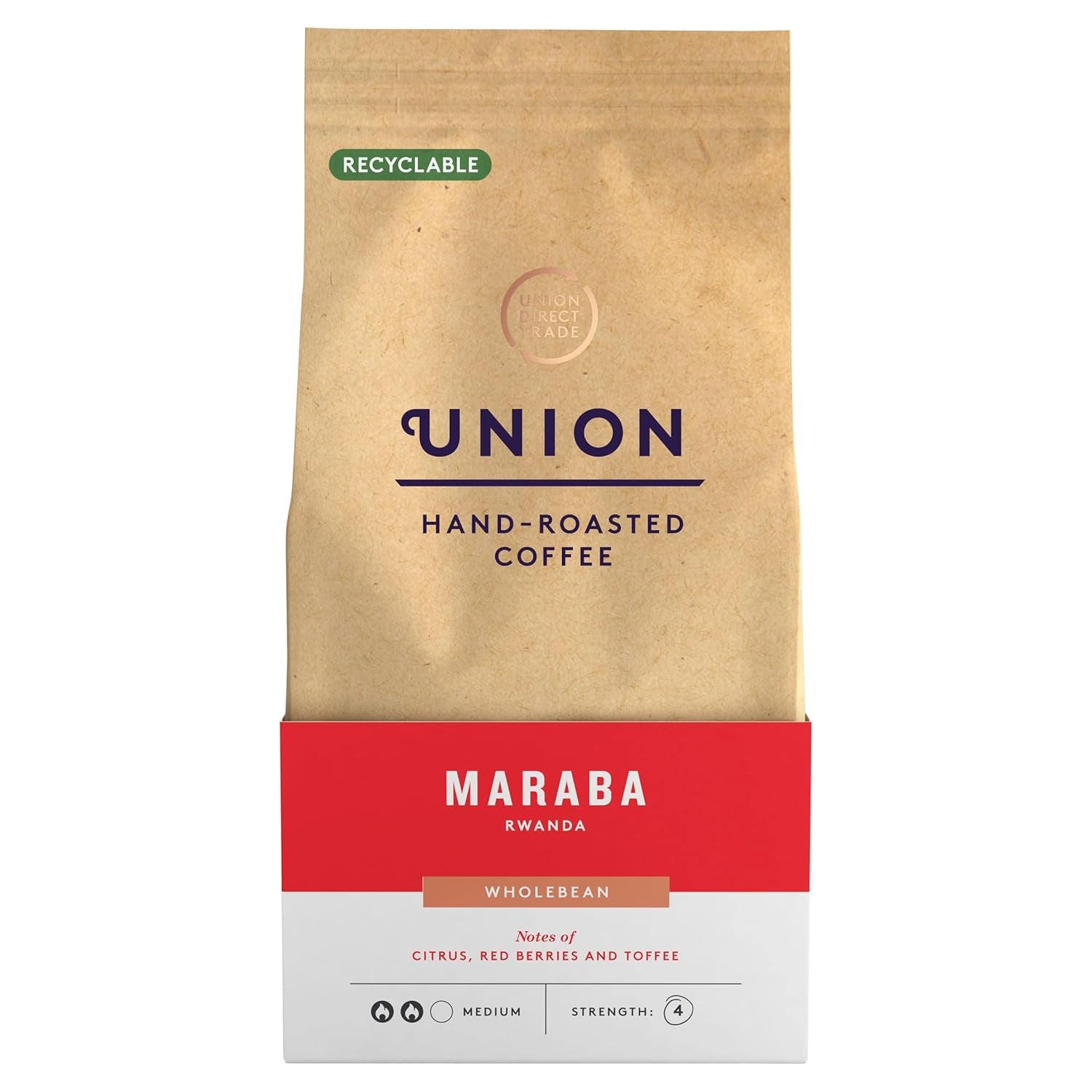 Union håndristet kaffe, Maraba, Rwanda, hele bønne, 200 g