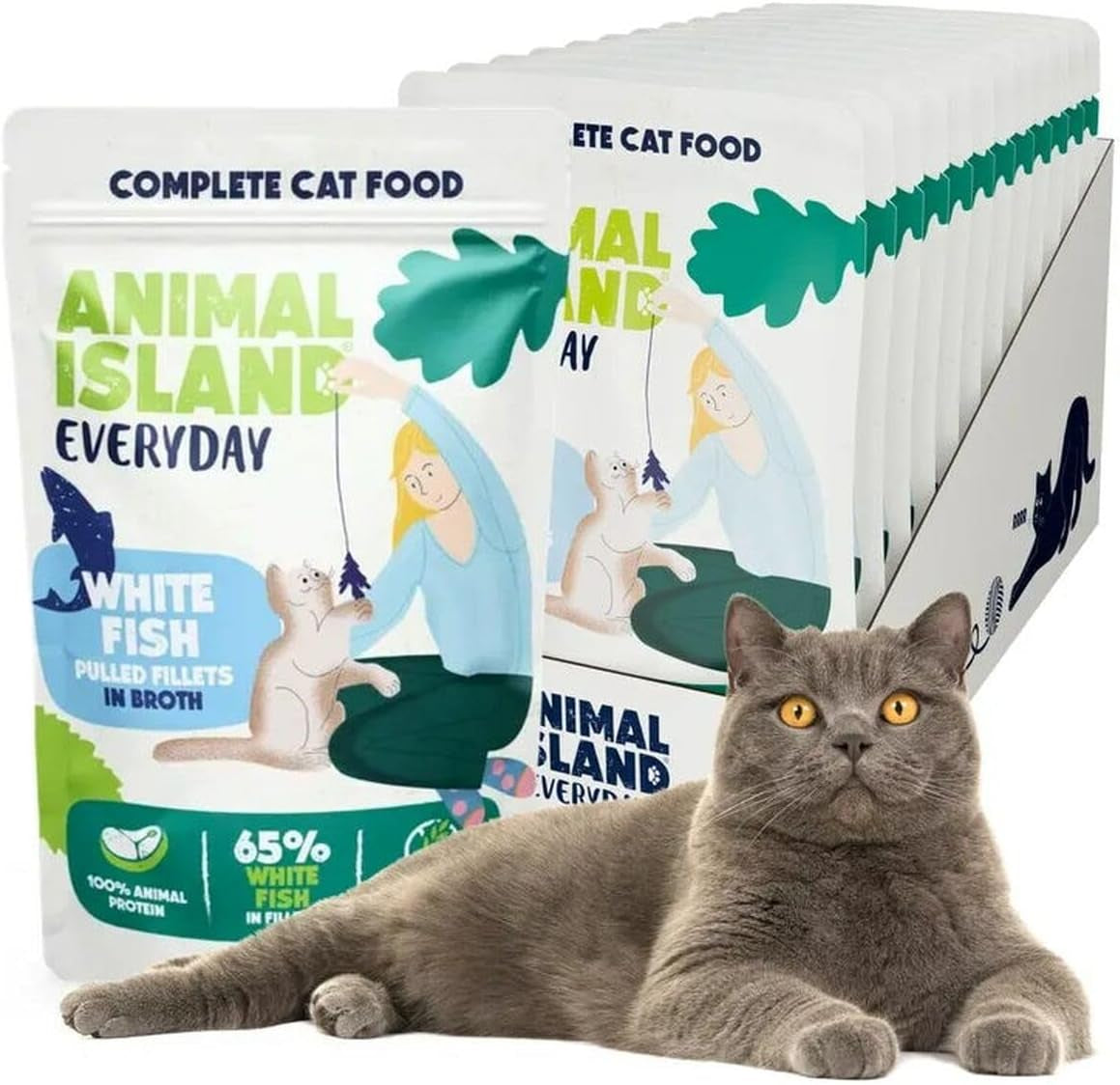 Nassfutter Alleinmenü Katze Adult Filet Kabeljau i Brühe Hoher Feuchtigkeitsgehalt Packung, 12 x 85g