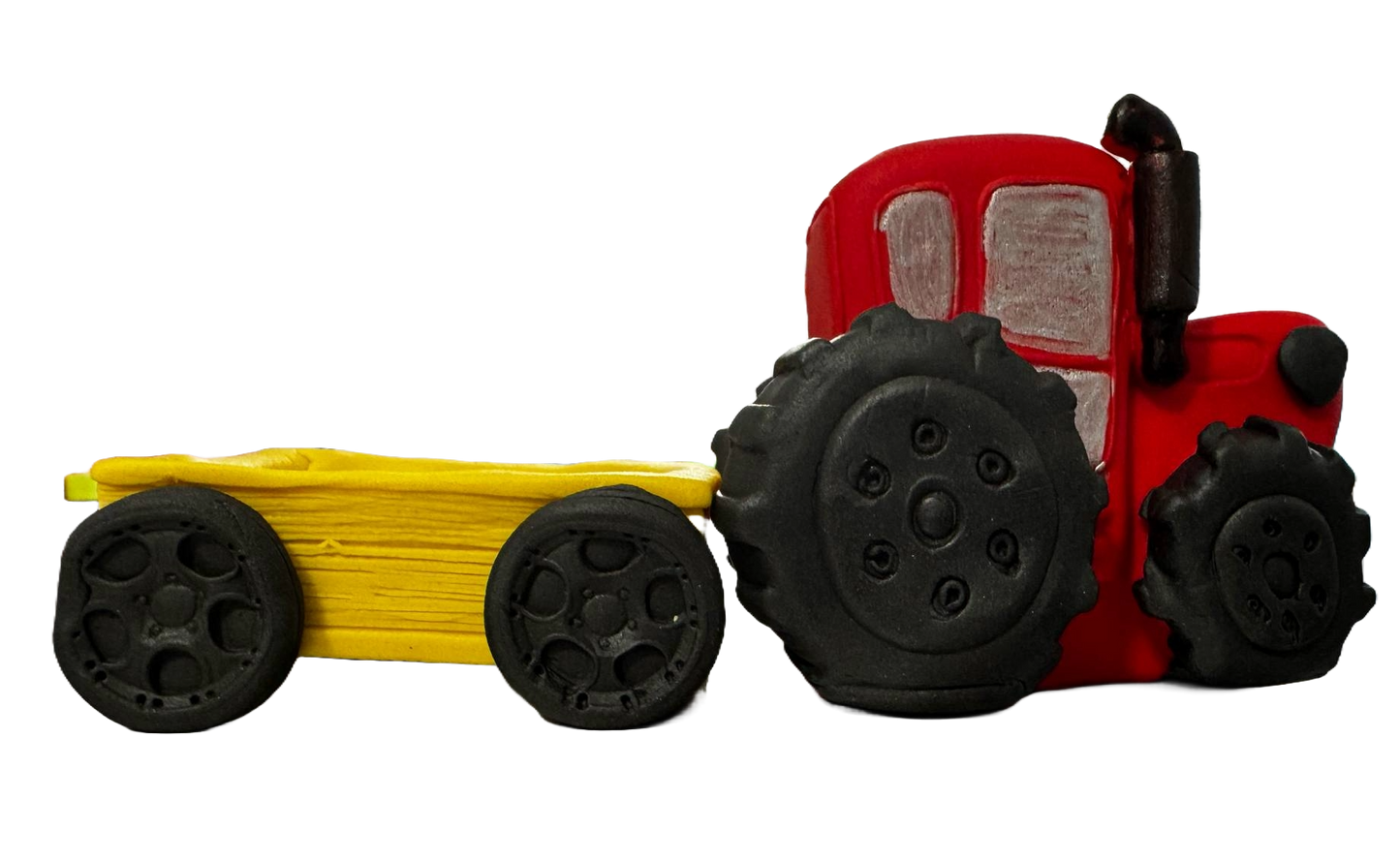 Sæt med 2 spiselige sukkerpasta dekorationer, Traktor med trailer Sukkerpasta Decorations Nati Shop
