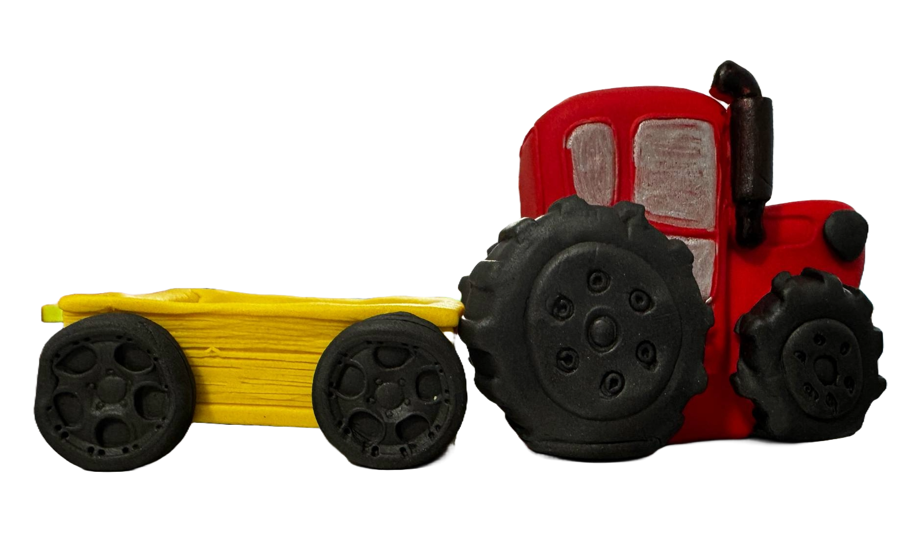 Sæt med 2 spiselige sukkerpasta dekorationer, Traktor med trailer Sukkerpasta Decorations Nati Shop