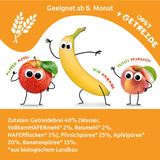 FRECHE FREUNDE Fersken Æble Banan Havre Økologisk frugtpuré med korn i en pose, der kan presses til babyer 6 måneder+ Vegan 6 Pack (6 x 100 g)