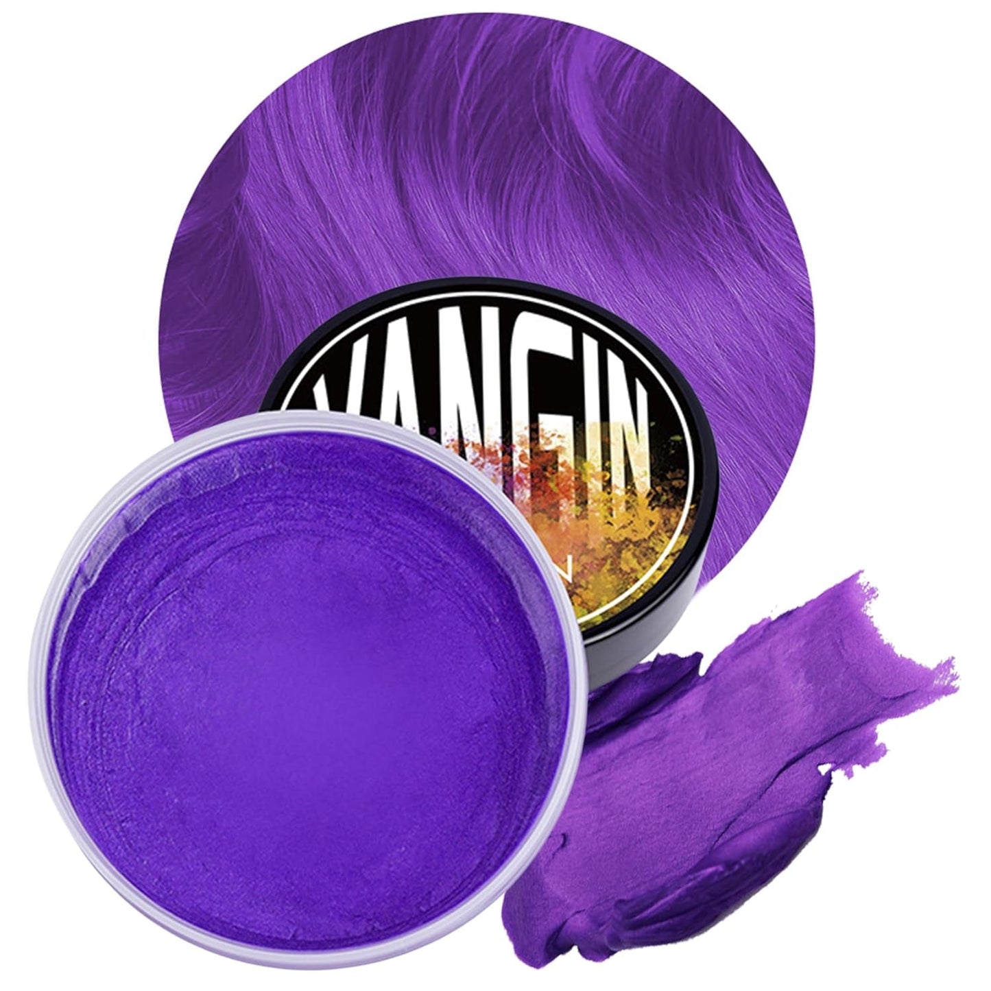 Grøn midlertidig hårfarve, styling af hårfarve til mænd, kvinder, naturlig pomade, hårfarvevoks til fest, cosplay og halloween, jul, creme midlertidig hårfarve (100 g, grøn) Naty Shop Lilla hårfarve 1G (1 pakke)