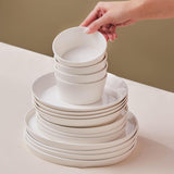Karaca Stream Bone Bomo 12-personers servisesæt Elegant firkantet tallerkensæt Elegant hvidt porcelænsstel