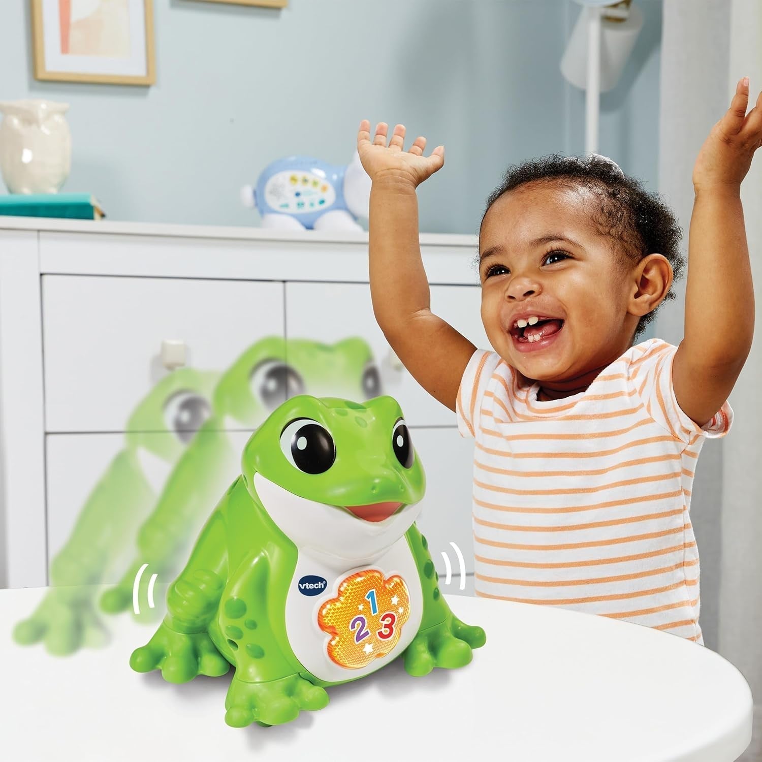 Vtech Baby Jumping Frog - Talende hoppefrø med 3 sange og 12 sange - For børn i alderen 12-36 måneder Babylegetøj Naty Shop