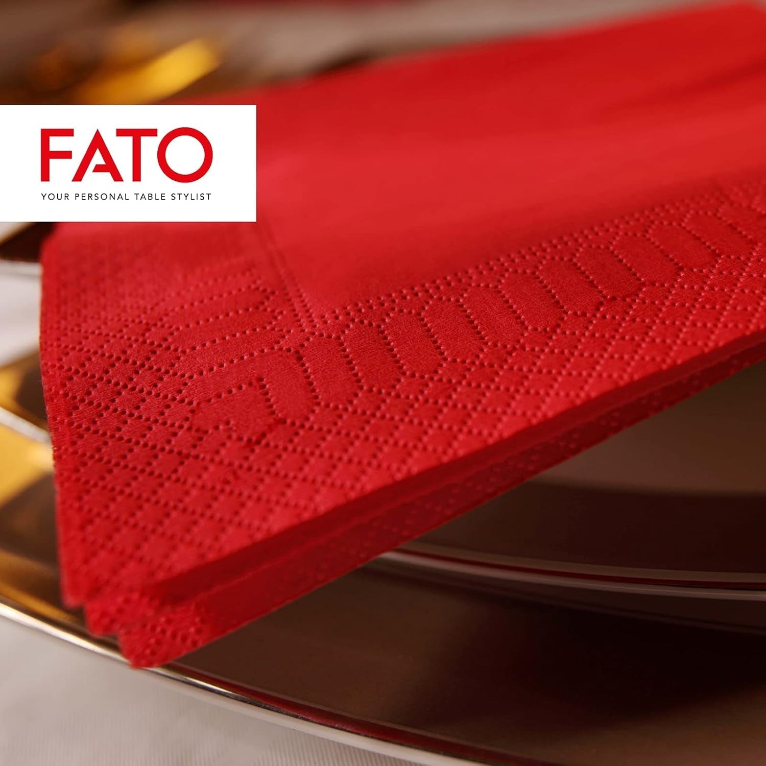 - Engangspapirservietter, ideel til afslappede frokoster og buffeter, 50 pakke servietter, størrelse 33X33, 4-fold, 2-lags, rødt, 100 % rent cellulosepapir, Fsc-certificeret