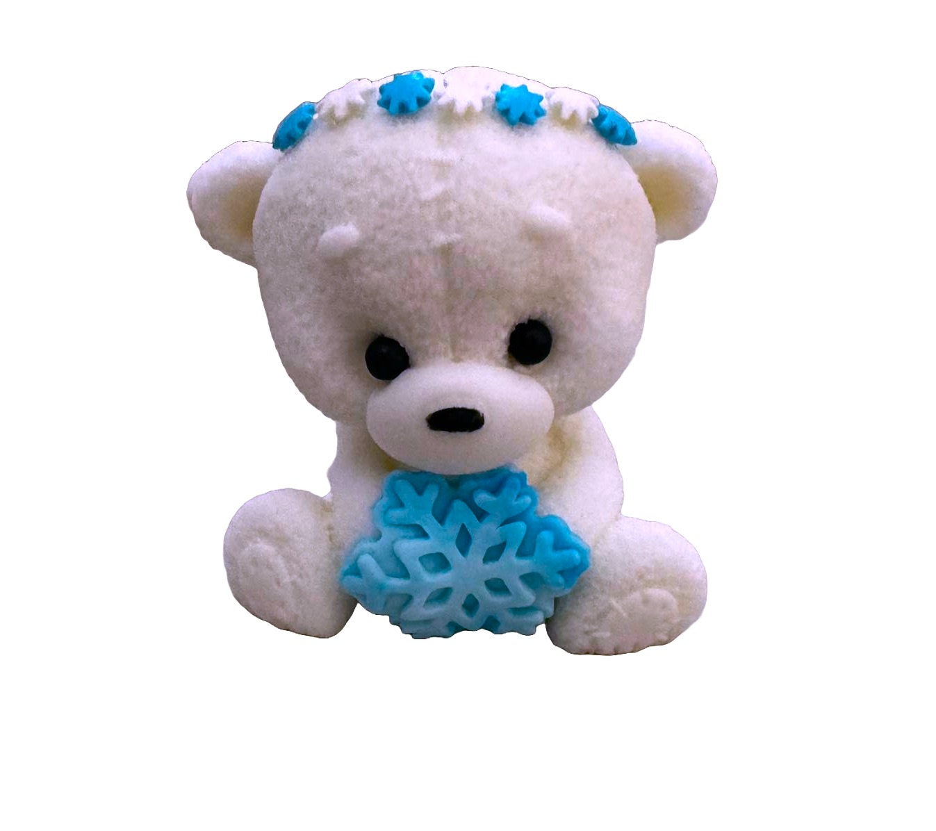 Spiselig sukkerpasta dekoration, bamse med blå flage Sukkerpasta dekorationer Naty Shop