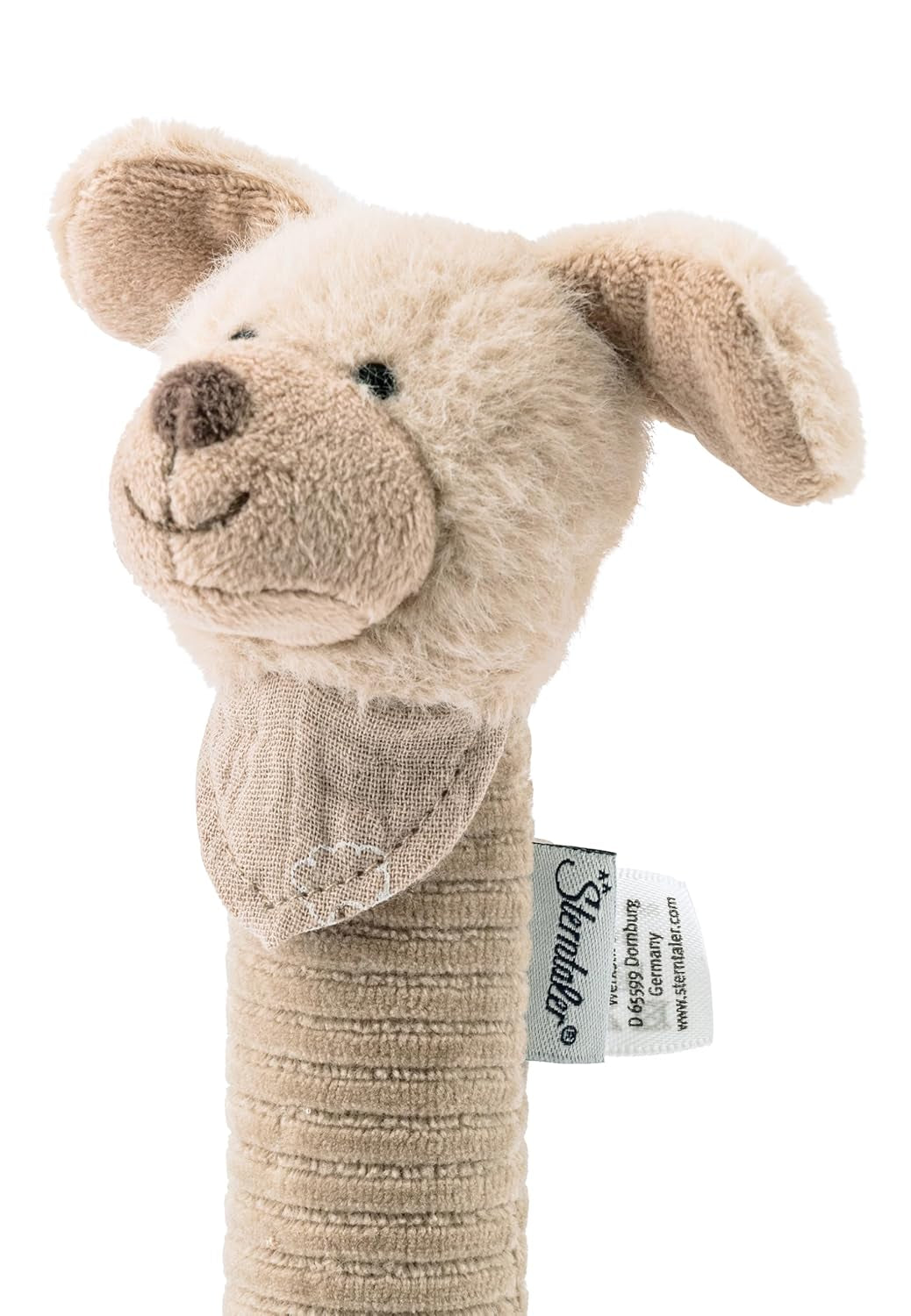 Sterntaler Baby squeaker Lucky dog - Babylegetøj lavet af blødt luftigt materiale med ledning - Fanglegetøj til børn - Første forsøg på at fange og lege, grå-beige Bebe Toys Naty Shop