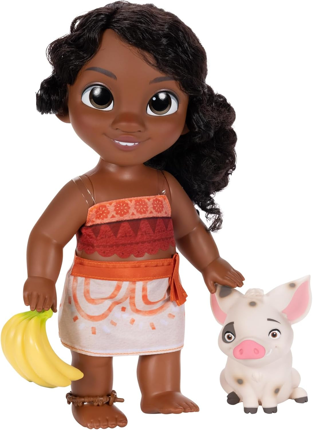Jakks Pacific Moana 2 Lillesøster Simea Dukke og Pua figurlegesæt 27 cm højt, inkluderer 1 dukketøj, 1 Pua, 1 plastikbananbundt, anbefales til 3 år og opefter