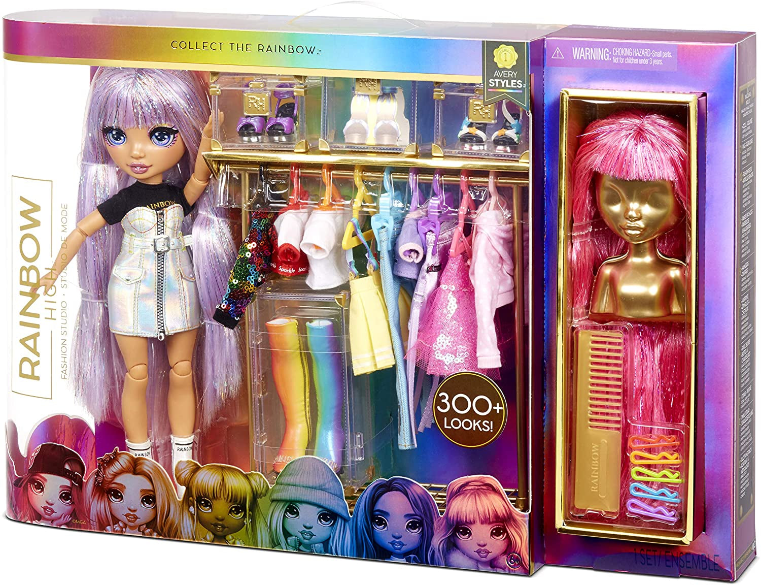 Rainbow High 571049 Fashion Studio - Eksklusiv dukke med tøj, tilbehør og 2 skinnende parykker - Skab over 300 outfits!