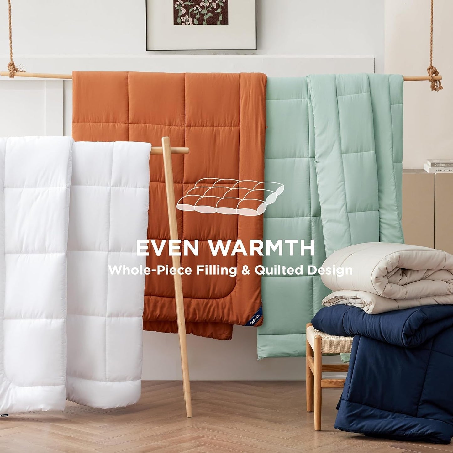 BEDSURE Quiltet Quilt Hel/Dronning (88"X88") Hvide dyner og dyner Naty Shop