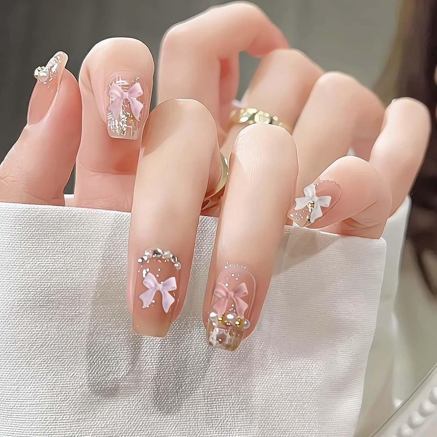 100 Stück 3D Negle Decorations Sets Schleifen Nagelanhänger Nagelkunst Dekorationen Schleife Für Acrylnägel, Süße Kawaii-Schleifenanhänger, Hübsche Nagel-Schleifenanhänger-Dekoration