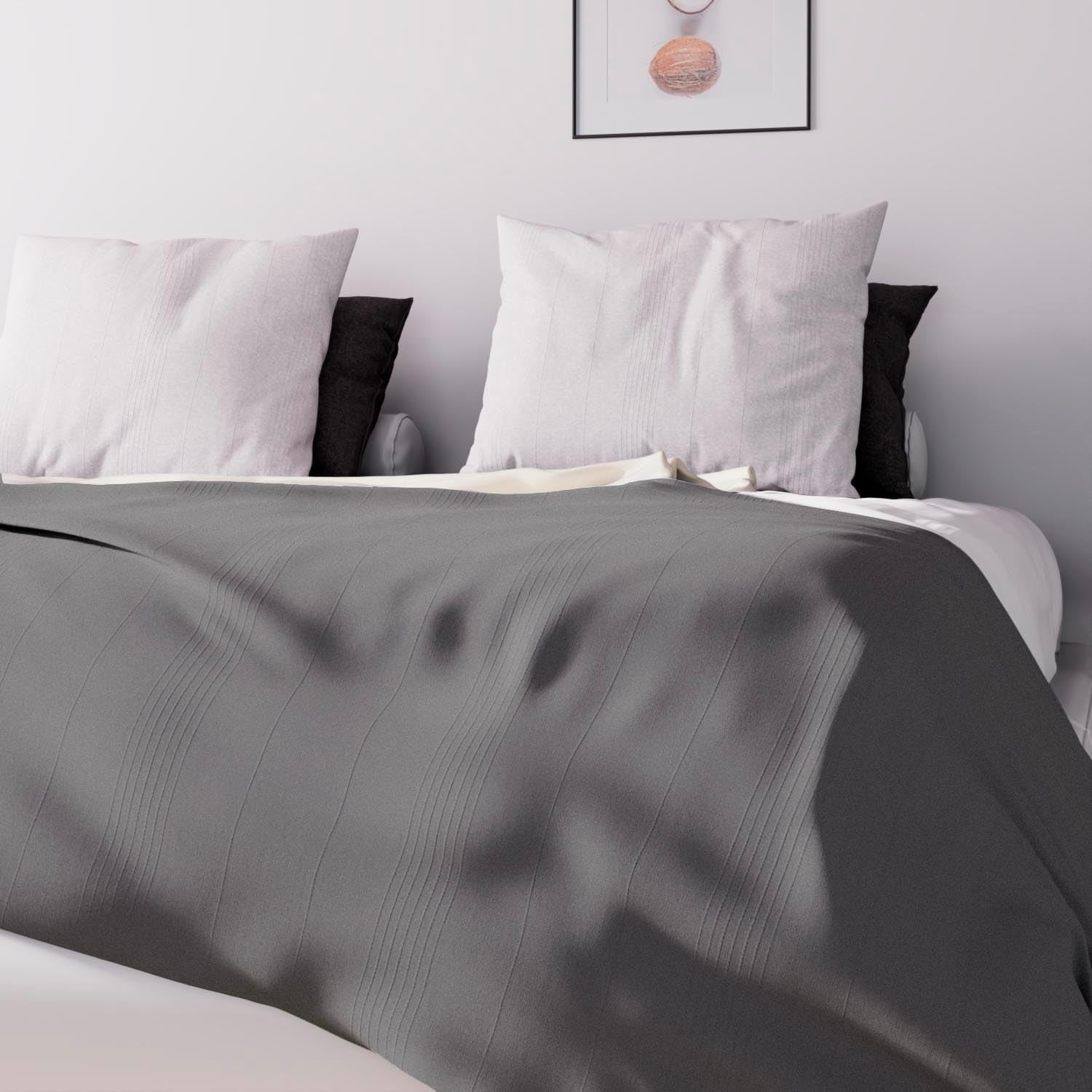 Soleil D'Ocre Adele, Zigzag betræk, Smidt fra sofaen, Polycoton, Grå, 220 X 240 Cm Dyner og dyner Naty Shop