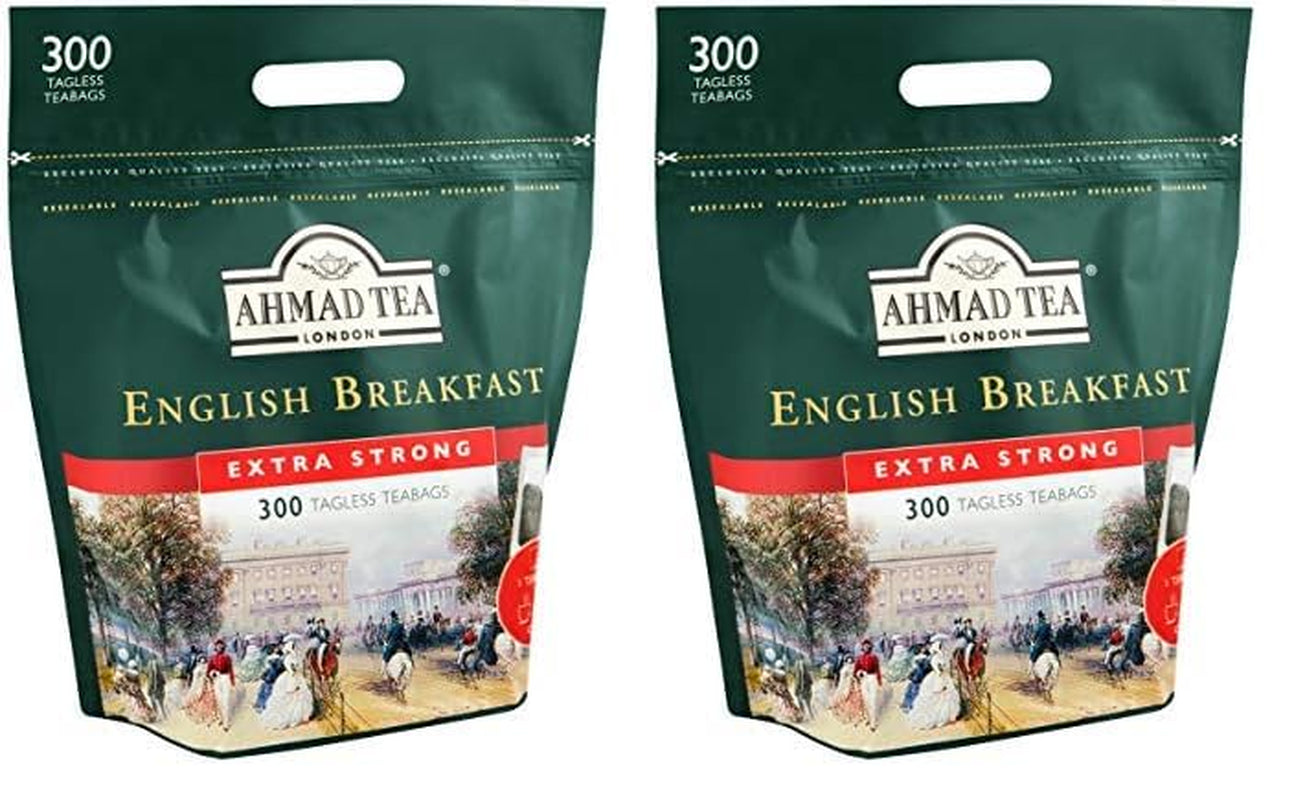 Ahmad te - engelsk morgenmad - sort morgenmadste - Assam & Ceylon te - engelsk teposer uden bånd med 2 g te pr. portion - stor pakke med 300 teposer (2 pakke)