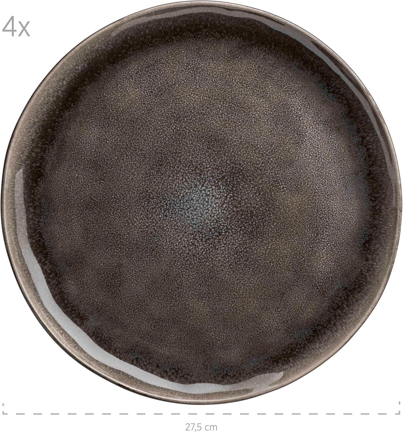 MÄSER 934073 Niara Organic Series Moderne 4-personers servisesæt med spændende vintagelook, 16-delt kombinationsservice med en speciel sort og brun glasurkombination, stentøj