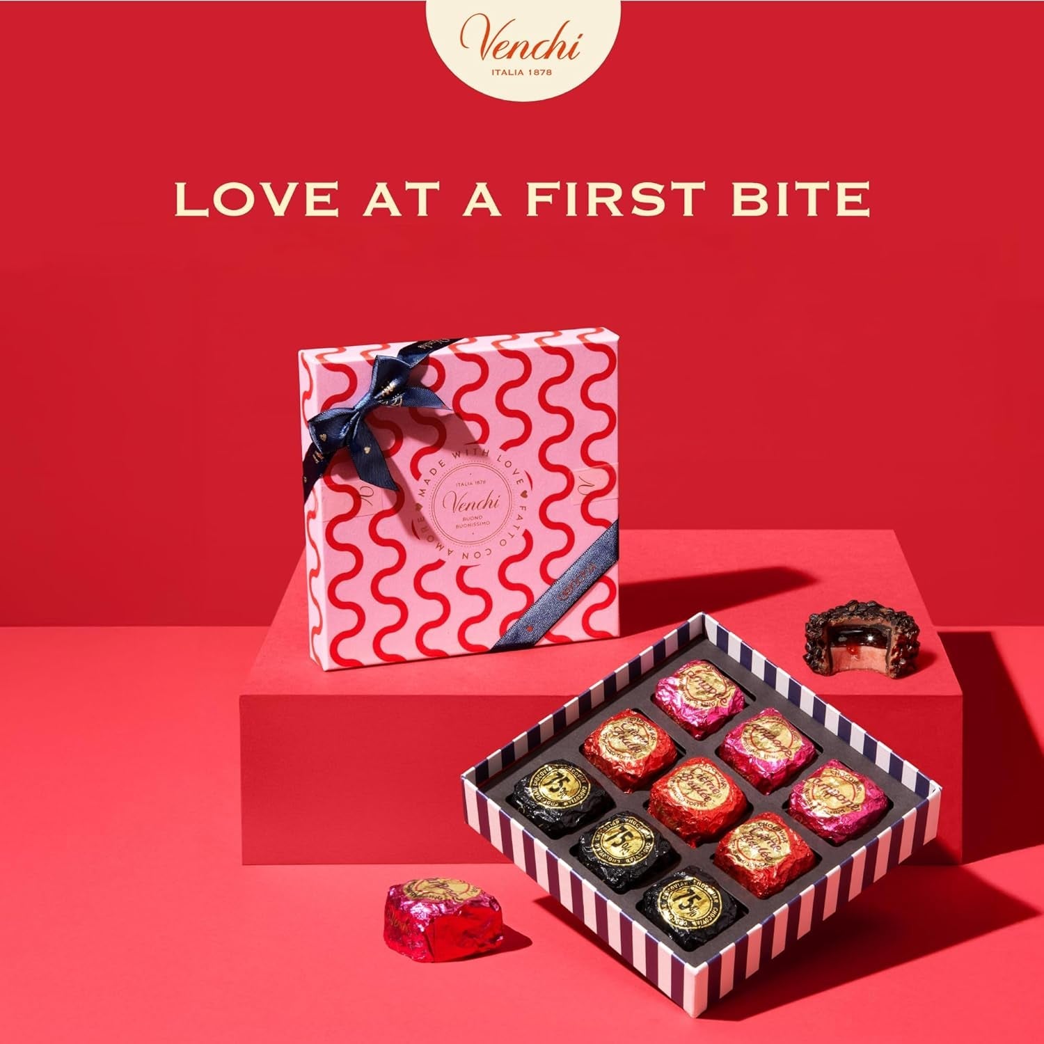 Venchi - æske med 9 forskellige chokolader, 175 g, glutenfri, ingen kunstige farver eller konserveringsmidler, gaveidé til Valentinsdag