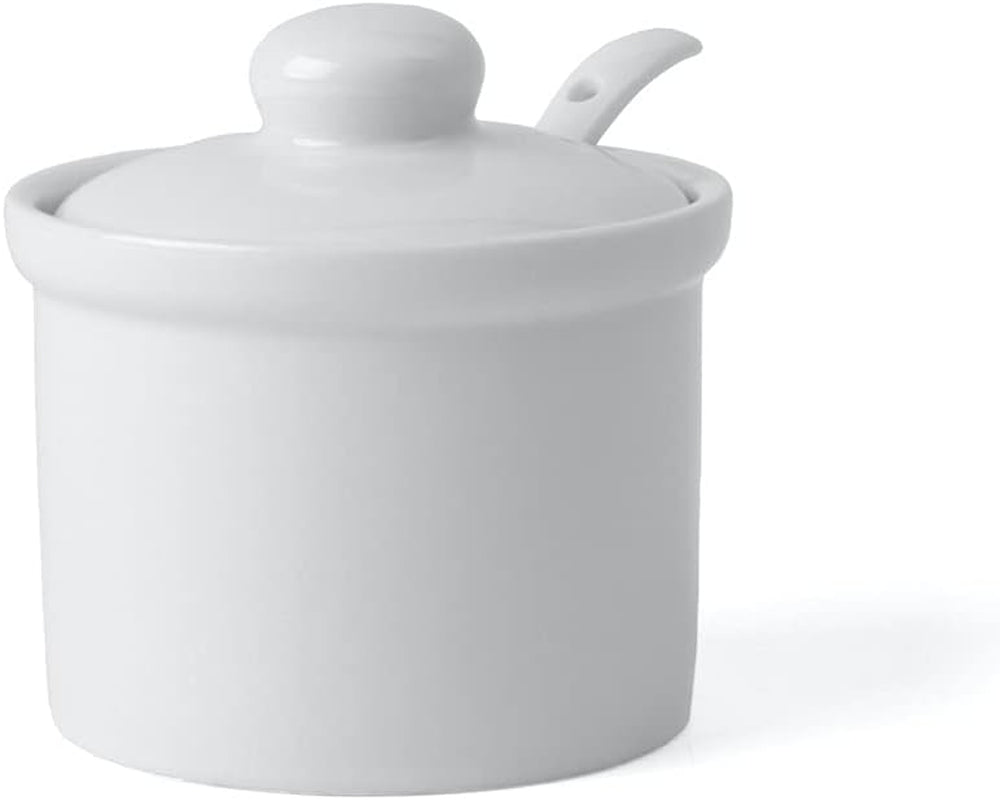 Holst Porcelæn AT 216 FA1 Dunk 0,17 L Tønde med ske, hvid, 8,5 x 8,5 x 6,5 cm