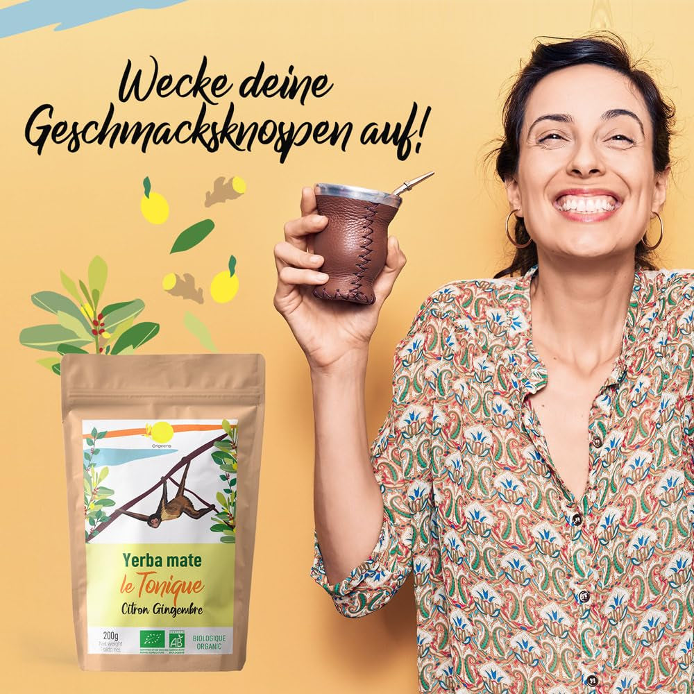 ORIGEENS BIO YERBA MATE MED CITRONE OG INGEFFER 200 G - Den energigivende te I Økologisk Yerba Mate te, uristet, blade, uden stængler og støv